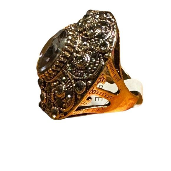 Fashion Jewelry Black Stone rose gold tone statement Ring size 8 - Picture 3 of 6
